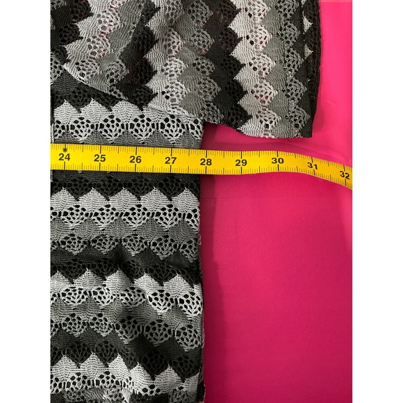 Diane Gilman Womens Peplum Top Sz 3X Black‎ Gray Lace Chevron Artsy Boho Mod - Picture 7 of 8